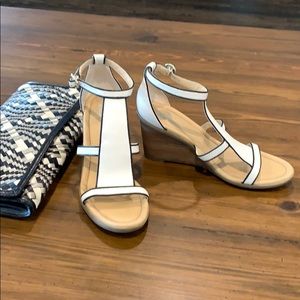 Dr. School’s Leather T-Strap Wedge Sandal, Sz 8.5